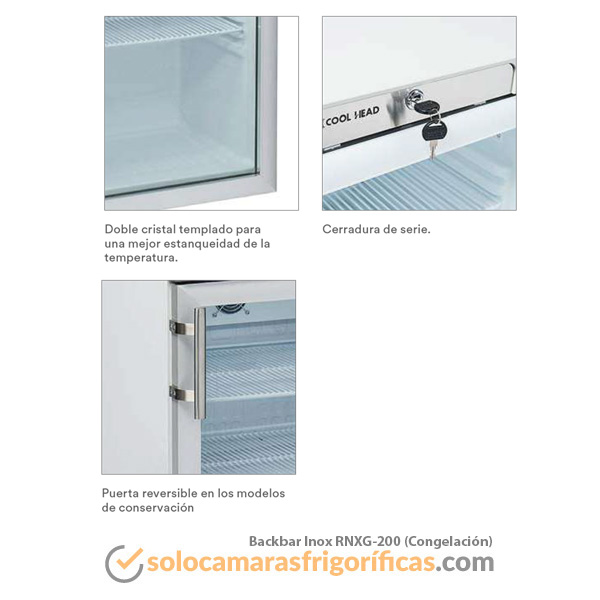 Detalles Armario Expositor Congelación Backbar Inox RNXG 200