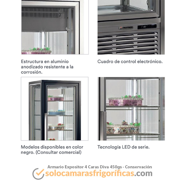 Armario Expositor Conservación 4 Caras DIVA 450gs Detalles Armario Expositor Conservación 4 Caras DIVA 450gs