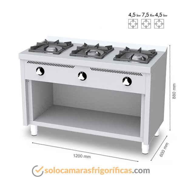 Cocina Industrial 600 ESTANTE 3 FUEGOS C3F600E FAINCA