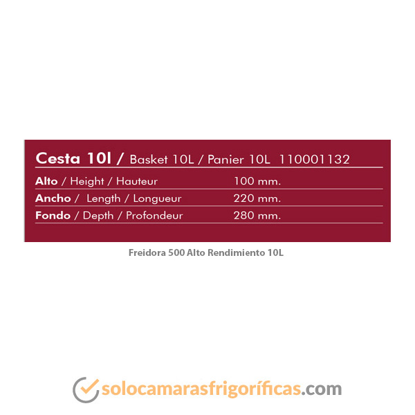 Características Cesta Freidora 500 ALTO RENDIMIENTO 10 LITROS FAINCA