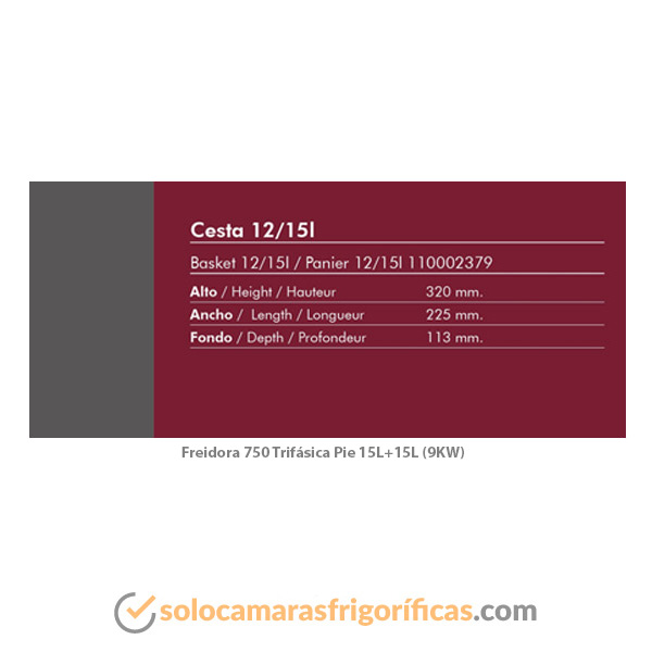 Freidora de Pie 750 TRIFÁSICA 15L+15L 9KW FAINCA