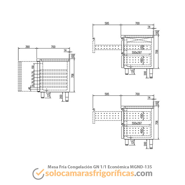 Ficha Técnica Mesa Fría Congelación GN 1/1Económica-MGND-135