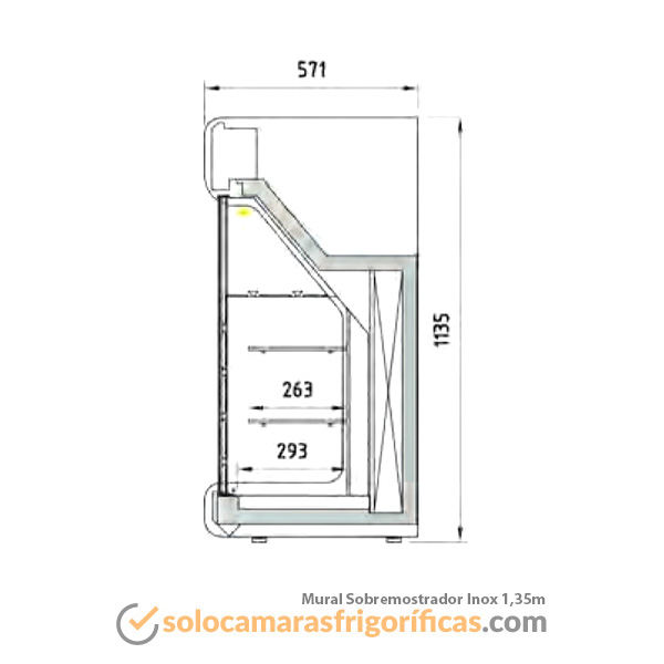 Mural Sobremostrador Inox 1,35m Dibujo Técnico Mural Sobremostrador Inox 1'35m