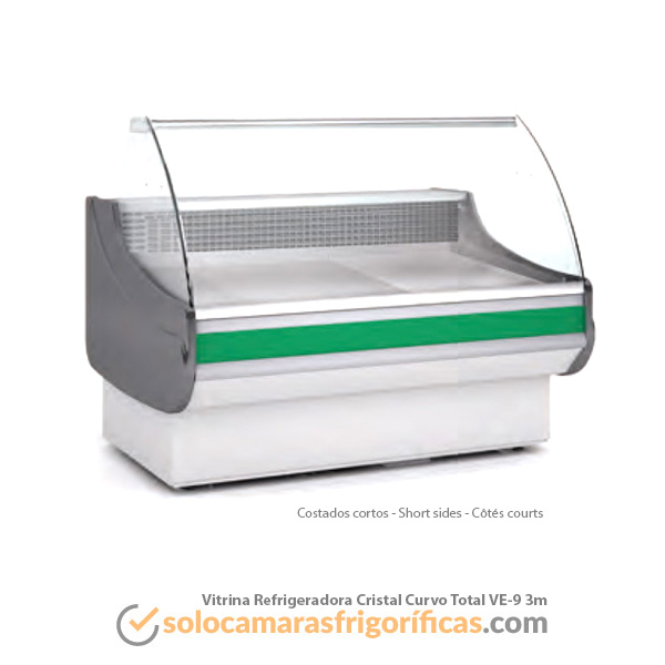 Lateral Vitrina Expositora Refrigerada Cristal Curvo Total VE-9 3m