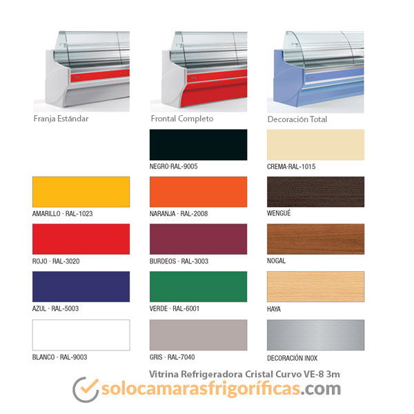 Chasis Vitrina Expositora Refrigerada Cristal Curvo VE8 3m