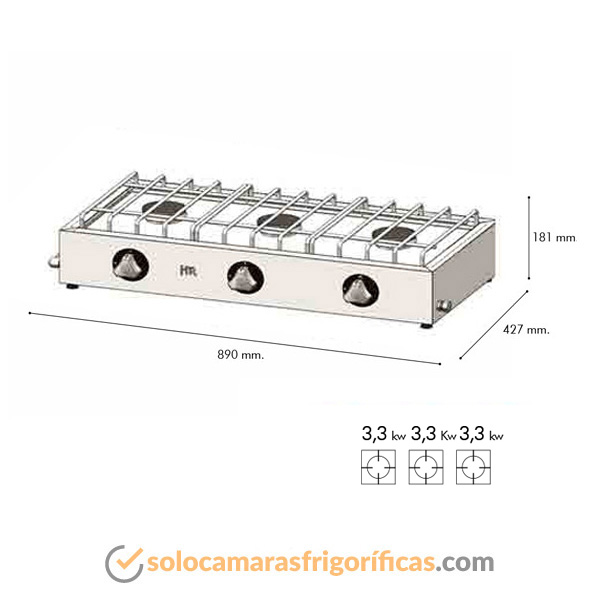 Medias Cocina Industrial 3 Fogones Sobremesa FG3ECON FAINCA