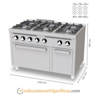 Medidas cocina Industrial 6 Fogones Estante C2F750E FAINCA