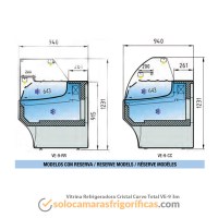 Dibujo Técnico Vitrina Expositora Refrigerada Cristal Curvo Total VE-9 3m