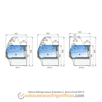 Dibujo Técnico Vitrina Expositora Refrigerada Pastelera Cristal Recto Total VEP-9